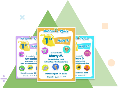 Mathseeds certificates for online math games
